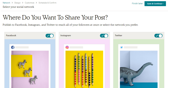 Setting social media posts with Mailchimp